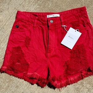 KanCan Los Angeles Red Denim Shorts